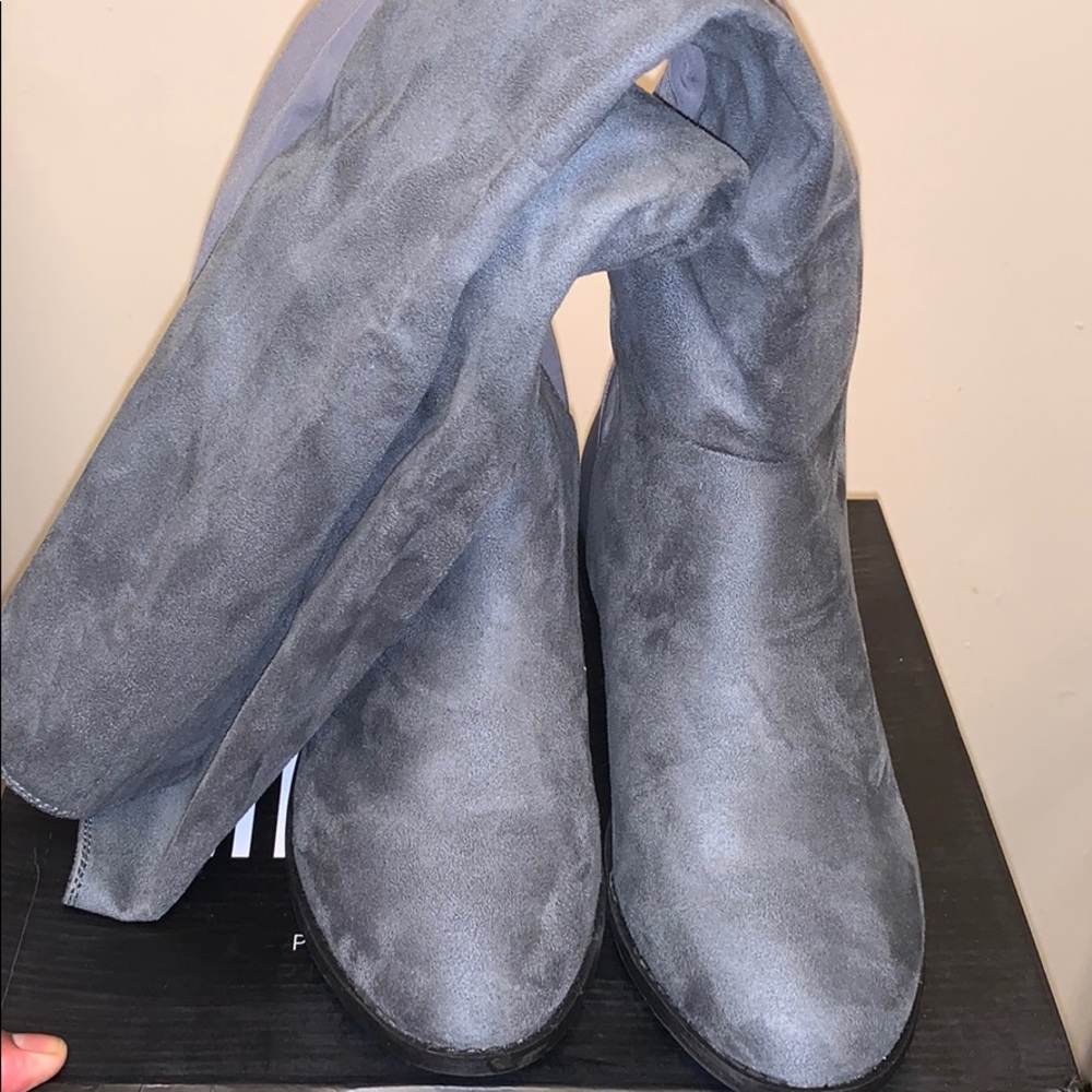 Missguided Grey Over the Knee Boots